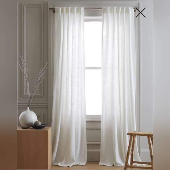 NWOT! Quince Cotton Sheer White Curtains- Set Of 2 Panels! 48
